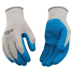Kinco 1791-S Coated Gloves, Men's, S, 7 To 8 In L, Knit Wrist Cuff, Latex Coating, Cotton/Polyester Glove, Blue/Gray