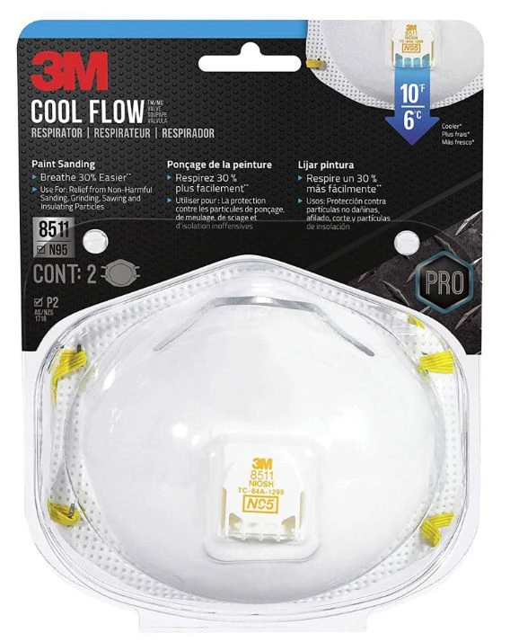 3M White Valved Disposable Respirator Mask, 2-Pack 4 3M White Valved Disposable Respirator Mask, 2-Pack - Image 2
