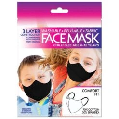 Child Size Washable Fabric Face Mask, Assorted Colors