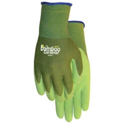 Bamboo Gardener, Small, Green, General Purpose Glove, With Natural Rubber Palm