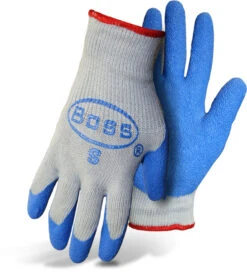 Boss Medium Gray/Blue String Knit Glove With Rubber Palm