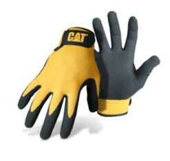 CAT Yellow Nylon Gloves With Nitrile Coated Palm