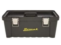 19-Inch Black Plastic Tool Box With Metal Latches
