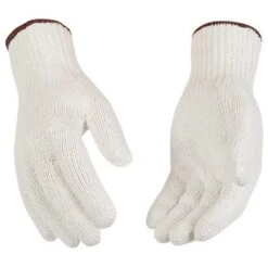 Men's White Large Cotton And Polyester Blend String Knit Work Glove