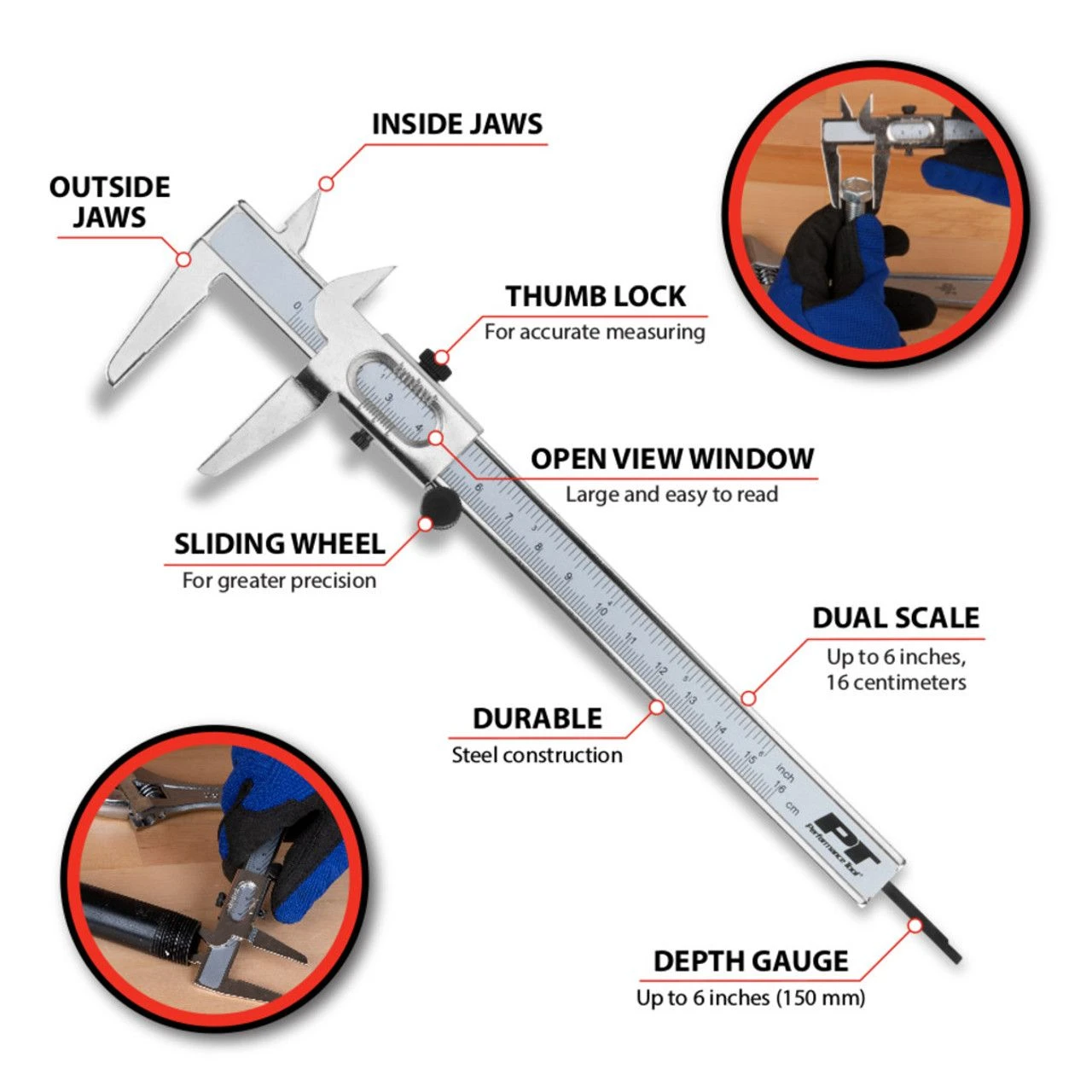 6-Inch Vernier Caliper, SAE & Metric Measurements 7 6-Inch Vernier Caliper, SAE & Metric Measurements - Image 5