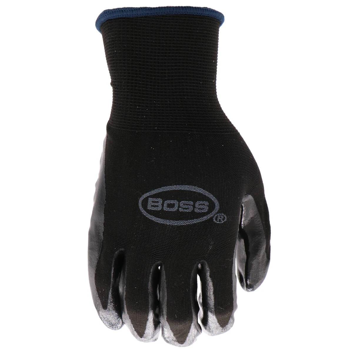 Boss Medium, Black, Nylon/Polyester Shell, Elastic Knit Wrist, Flat Coating, Nitrile Grip Glove 4 Boss Medium, Black, Nylon/Polyester Shell, Elastic Knit Wrist, Flat Coating, Nitrile Grip Glove - Image 2