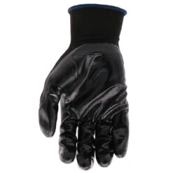 Boss Medium, Black, Nylon/Polyester Shell, Elastic Knit Wrist, Flat Coating, Nitrile Grip Glove 12 Boss Medium, Black, Nylon/Polyester Shell, Elastic Knit Wrist, Flat Coating, Nitrile Grip Glove -Hand Tools Sale 31191 Palm 1