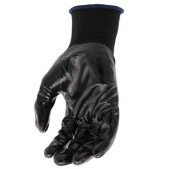Boss Medium, Black, Nylon/Polyester Shell, Elastic Knit Wrist, Flat Coating, Nitrile Grip Glove 11 Boss Medium, Black, Nylon/Polyester Shell, Elastic Knit Wrist, Flat Coating, Nitrile Grip Glove -Hand Tools Sale 31191 Palm Angle 1