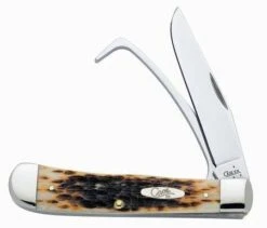 Amber Jigged Bone Equestrian's Knife