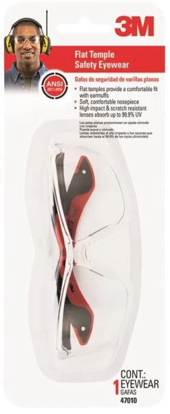 3M Flat Temple Safety Eyewear With Clear Lens