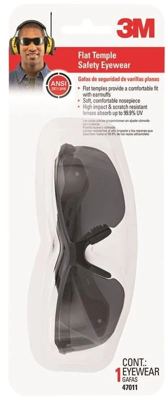 3M Flat Temple Safety Eyewear With Gray Lens 4 3M Flat Temple Safety Eyewear With Gray Lens - Image 2