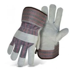 Boss Large Gray/Plaid Glove With Leather Palm