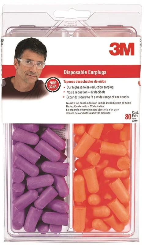 3M Tekk Protection Orange/Purple Foam Ear Plug 3 3M Tekk Protection Orange/Purple Foam Ear Plug