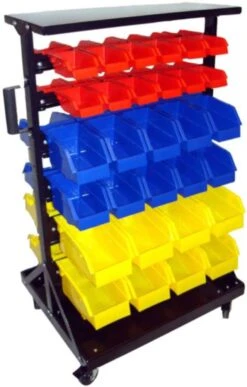 60-Piece Storage Bins With Double Sided Bin Rack