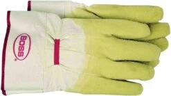 Boss Large Tan Cotton Work Glove With Rubber Coated Palm